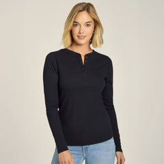 Long Sleeve Rib Henley Tee
