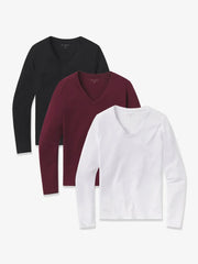 Long Sleeve V-Neck Tee Marcy 3-Pack