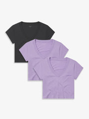 Everyday Cotton Deep V-Neck Tee 3-Pack