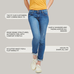Mid Rise Slim Straight Ridge Jeans