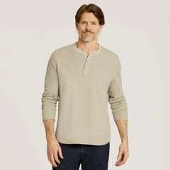 Cotton Waffle Curved Hem Henley