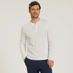 Cotton Waffle Curved Hem Henley