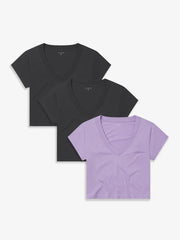 Everyday Cotton Deep V-Neck Tee 3-Pack