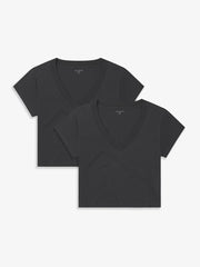 Everyday Cotton Deep V-Neck Tee 2-Pack