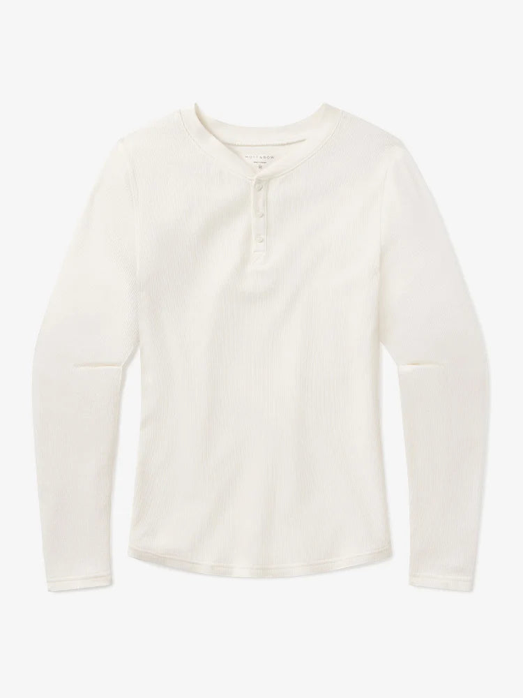 Cotton Waffle Curved Hem Henley