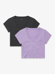 Everyday Cotton Deep V-Neck Tee 2-Pack