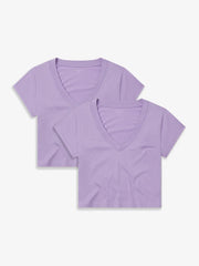 Everyday Cotton Deep V-Neck Tee 2-Pack