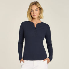 Long Sleeve Rib Henley Tee