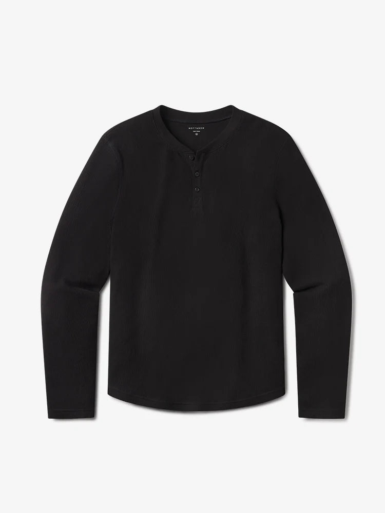 Cotton Waffle Curved Hem Henley