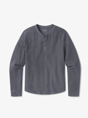 Cotton Waffle Curved Hem Henley