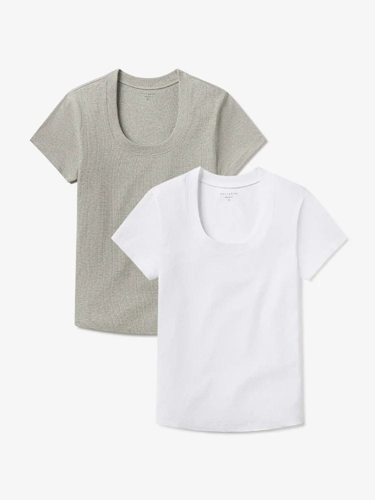 Rib Scoop Neck Tee 2-Pack