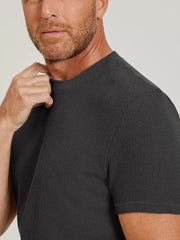Cotton Waffle Curved Hem Crew