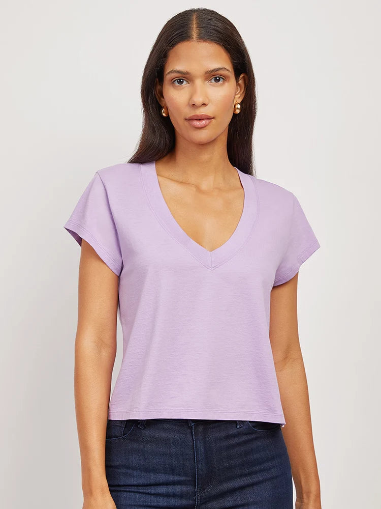 Everyday Cotton Deep V-Neck Tee