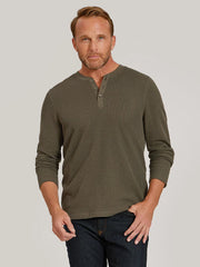 Cotton Waffle Curved Hem Henley