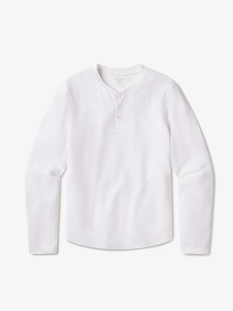 Cotton Waffle Curved Hem Henley