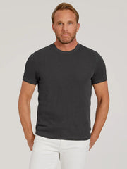 Cotton Waffle Curved Hem Crew