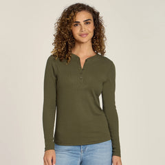 Long Sleeve Rib Henley Tee